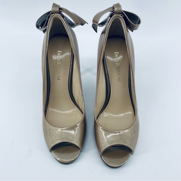 Enzo Angiolini Eamistle Natural Nude Peep Toe Heels With Ankle Lace Bows Sz 6.5M - Picture 3 of 13